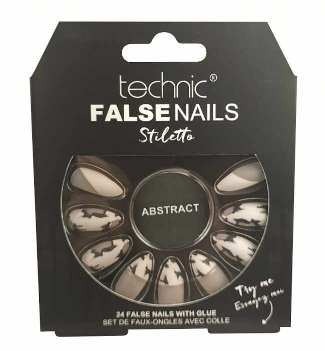 Set 24 Unghii False cu adeziv inclus Technic False Nails, Stiletto, Abstract