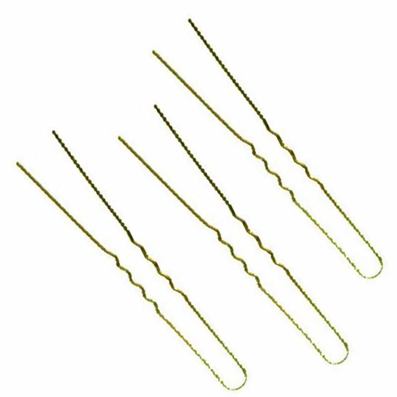 Ace Par Ondulate Aurii cca. 180 g/ aprox. 215 buc. - Prima Ball Pointed Hair Pins Waved 55 mm