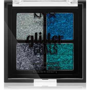 NYX Professional Makeup Glitter Goals paletă cu farduri cu sclipici pachet mic