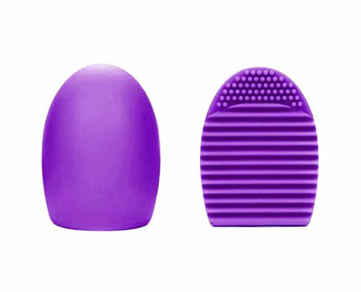 Brush Egg - Accesoriu din silicon pentru curatarea pensulelor de machiaj, Culoarea Mov
