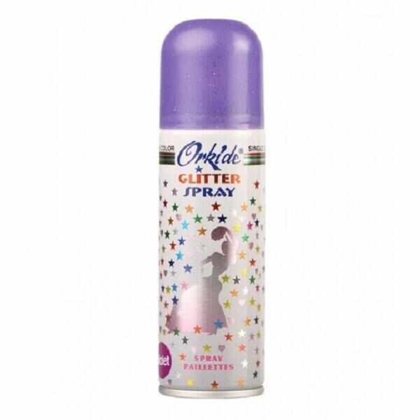 Spray Stralucitor Mov tip glitter pentru par si corp Orkide, 90 ml