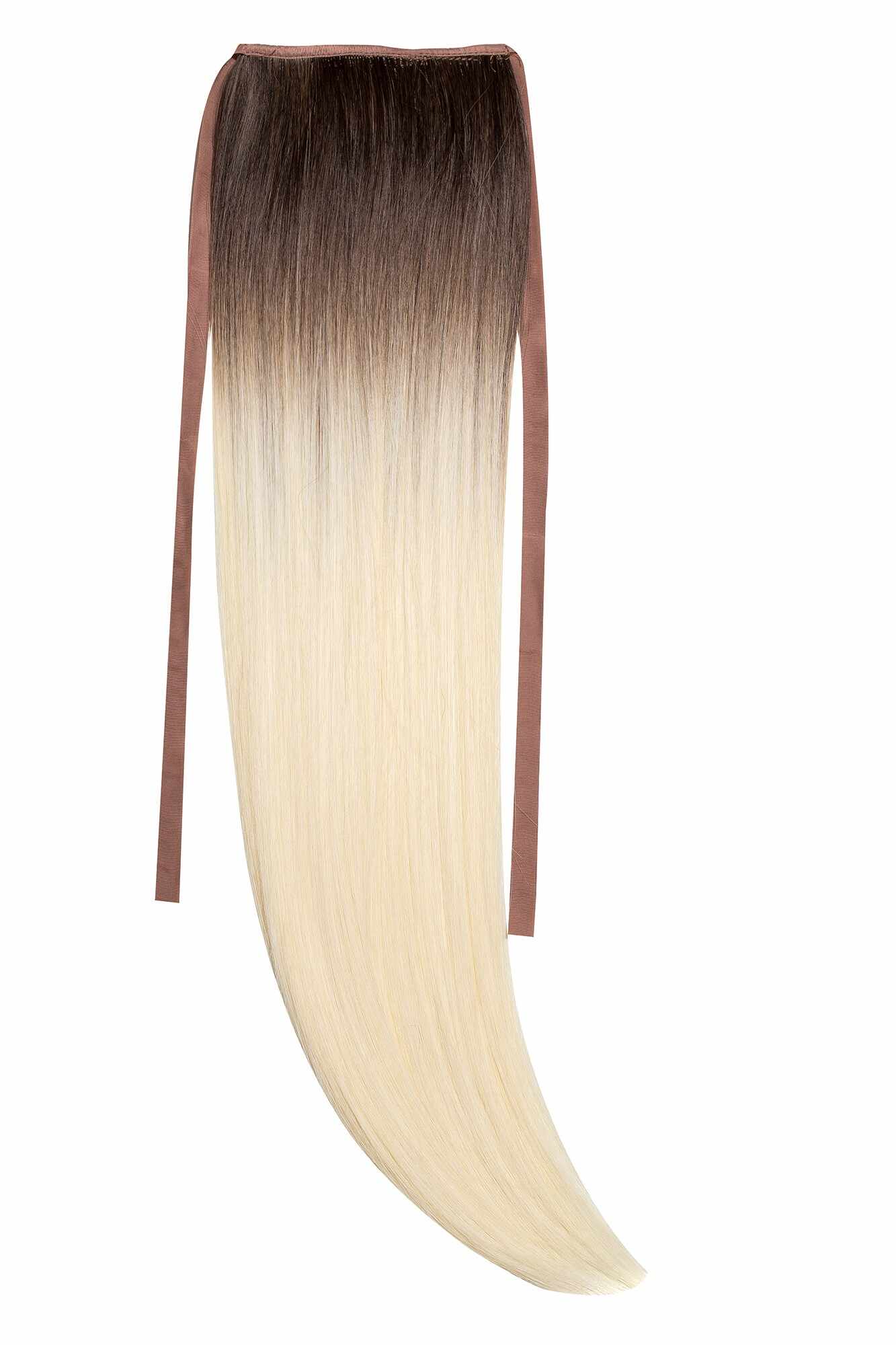Coada Fibra Sintetica 55cm Ombre Saten Blond Platinat