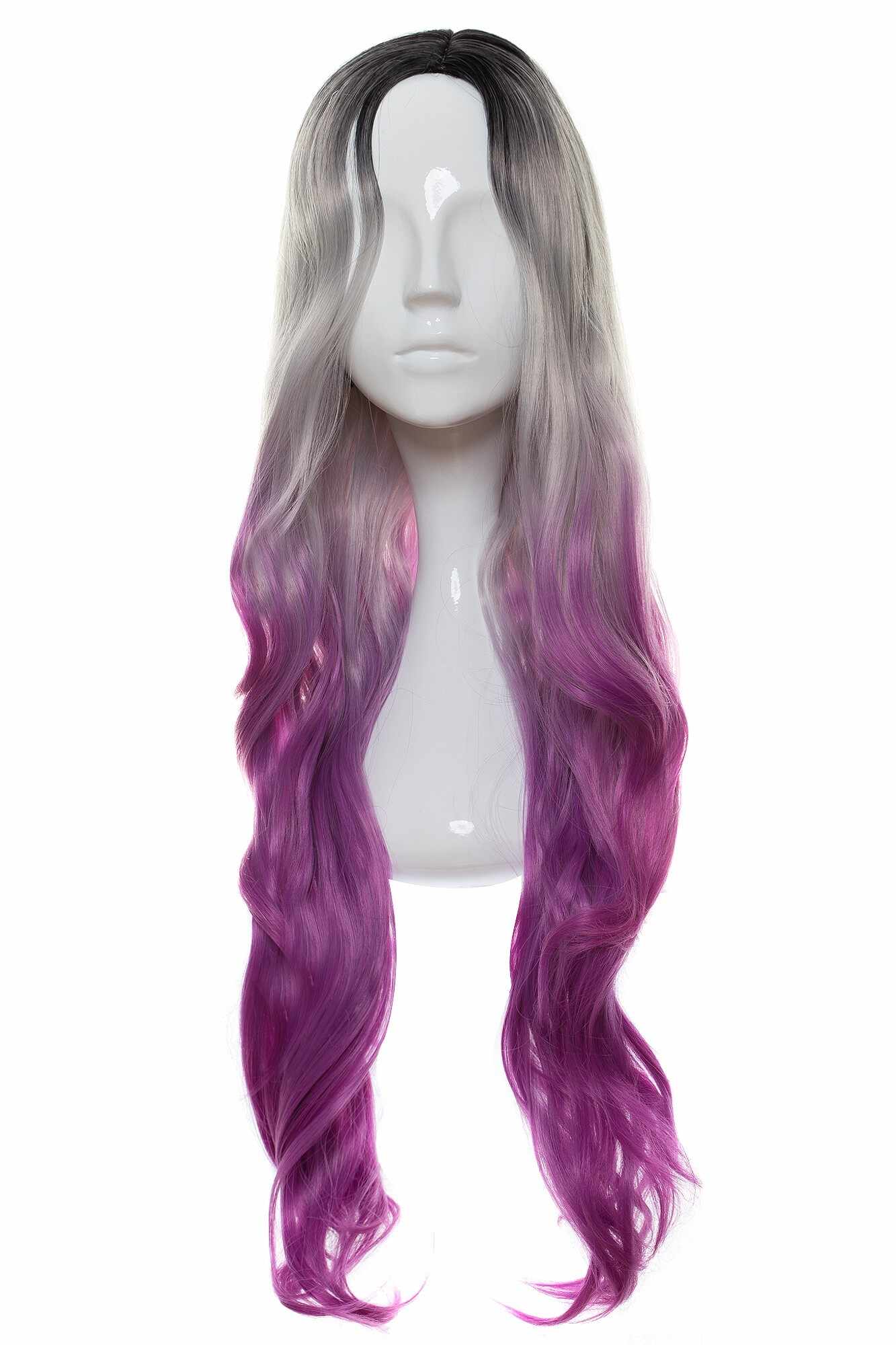 Peruca Selena Ombre Gri-Purple