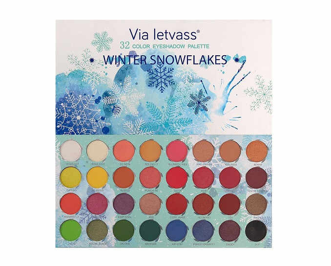 Trusa machiaj paleta farduri ochi, Via Letvass, Winter Snowflakes, 32 culori