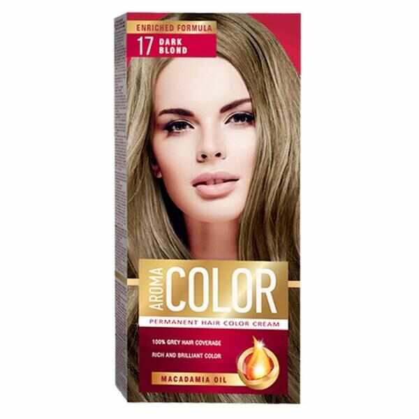 Vopsea Crema Permanenta - Aroma Color Permanent Hair Color Cream, nuanta 17 Dark Blond, 90 ml