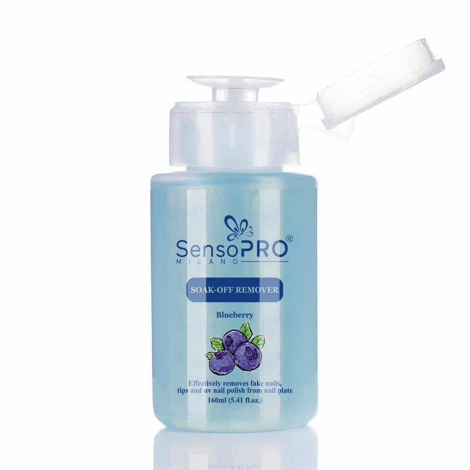 Soak off Remover SensoPRO Milano Blueberry - Indepartare gel, oja semipermanenta, tipsuri, 160 ml