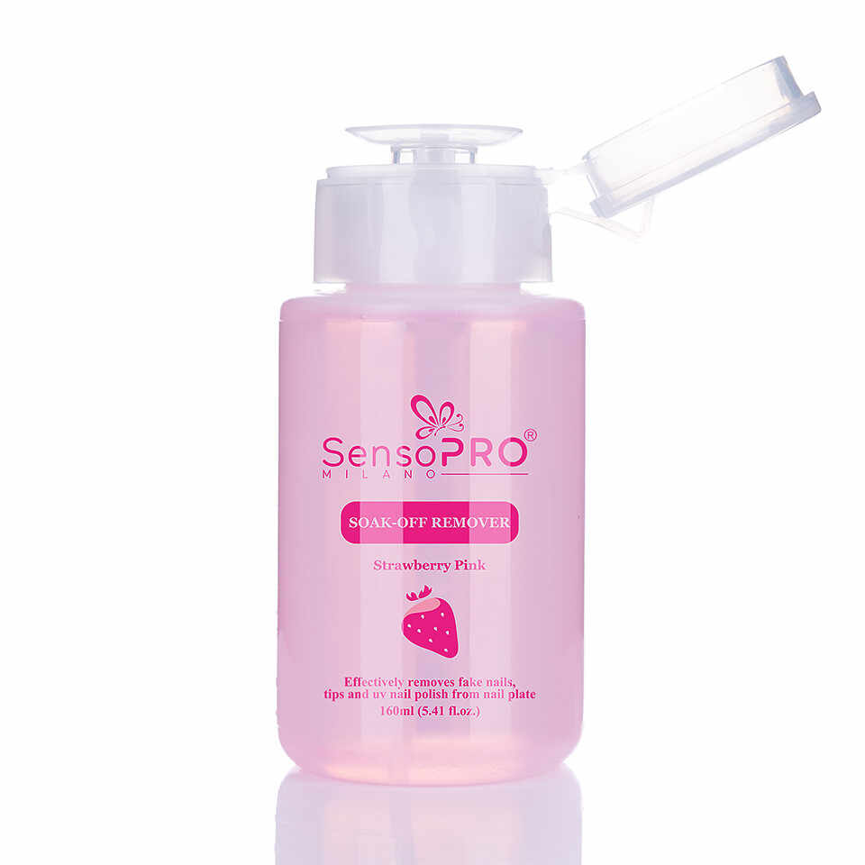 Soak Off Remover SensoPRO Milano Strawberry - Indepartare gel, oja semipermanenta, tipsuri, 160 ml