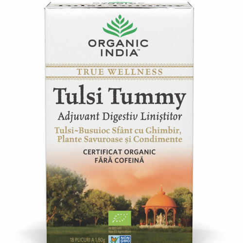 Ceai Digestiv Tulsi Tummy cu Ghimbir 18 pl | Organic India