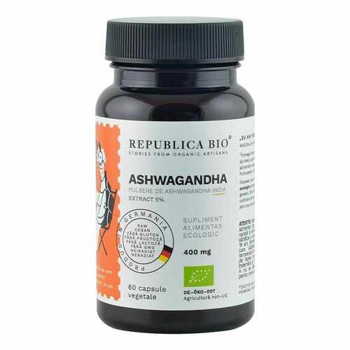 Ashwagandha Ecologică Extract 5%, 60 capsule | Republica BIO 