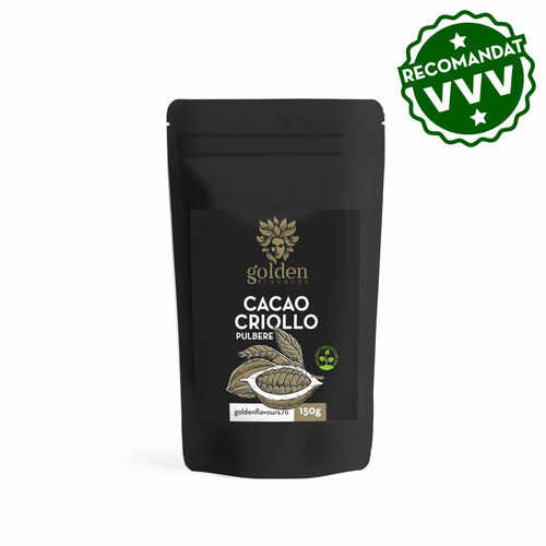 Cacao Criollo Pulbere 100% Naturală, 150g | Golden Flavours 