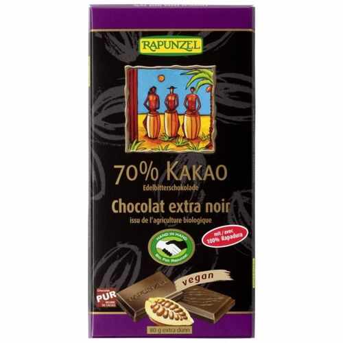 Ciocolată amăruie 70% cacao eco/bio, VEGANĂ, 80g | Rapunzel