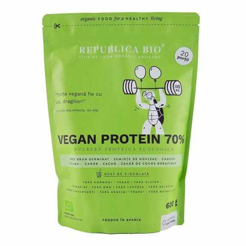 Vegan Protein 70%, Pulbere Funcțională Ecologică, 600g | Republica BIO