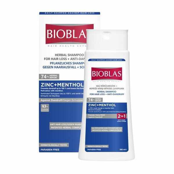 Șampon anticădere Bioblas zinc și menthol antimătreață, 360 ml