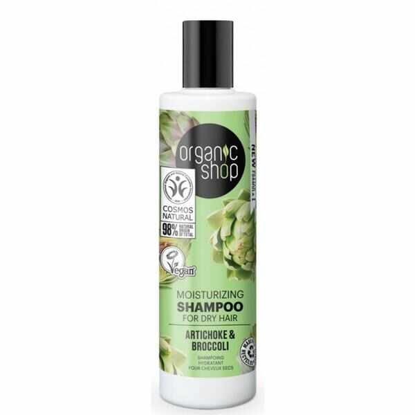 Sampon Hidratant pentru Par Uscat cu Brocoli si Anghinare Mosturizing Artichoke & Broccoli Organic Shop, 280 ml