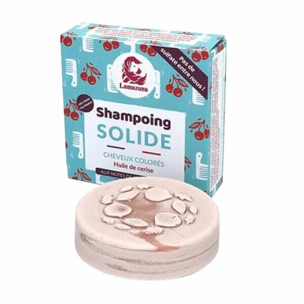 Sampon Solid pentru Par Vopsit cu Ulei de Cirese - Lamazuna Shamponing Solide Cheveux Colores, 70 g
