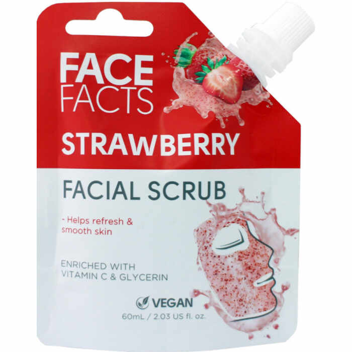 Scrub Facial cu Capsuni FACE FACTS imbogatit cu Vitamina C si Glicerina, 60 ml
