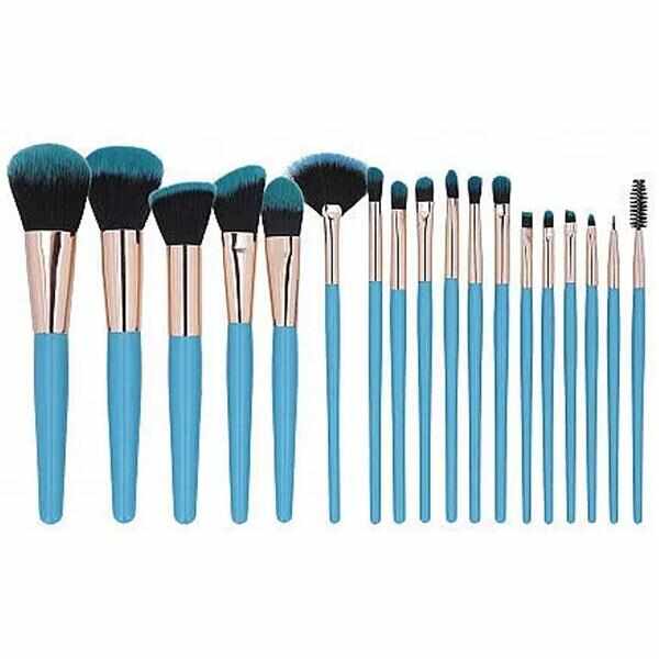Set 18 Pensule Albastre pentru Machiaj - Mimo Makeup Brush Blue, 18 buc