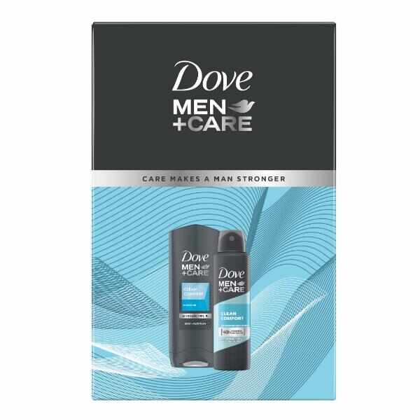 Set Cadou pentru Barbati - Dove Men+Care Clean Comfort Gel de Dus 250ml + Deodorant Spray 150ml