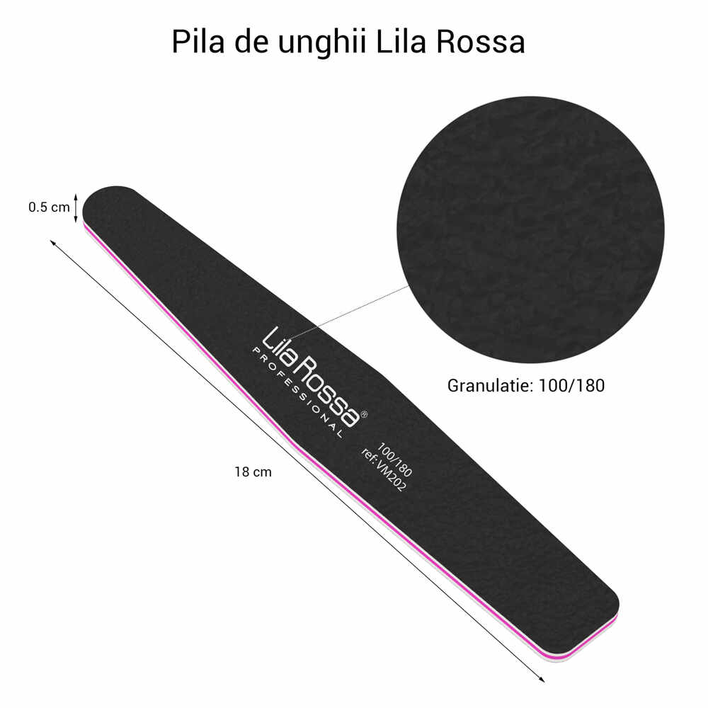 Pila Unghii 100/180 Lila Rossa, Romb, Neagra