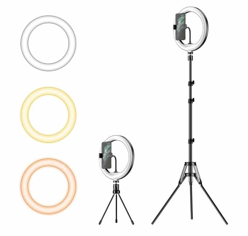 Lampa Circulara Foto Inaltime 2.1m + Suport Telefon - Kit Starter Vlogging Premium