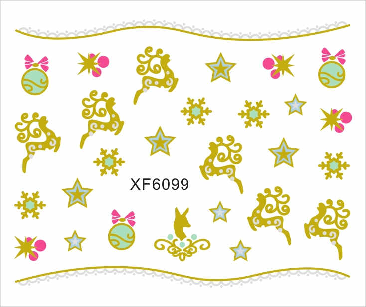 Sticker Nail Art Lila Rossa pentru Craciun, Revelion si Iarna XF6099