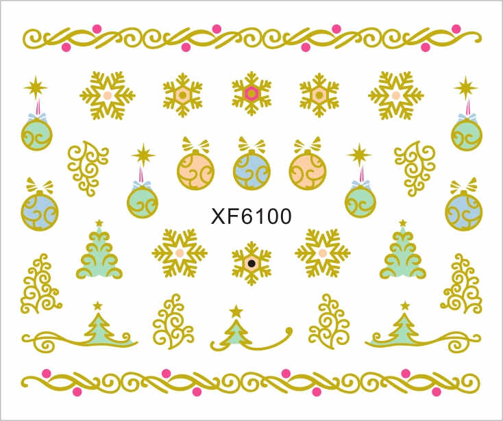 Sticker Nail Art Lila Rossa pentru Craciun, Revelion si Iarna XF6100
