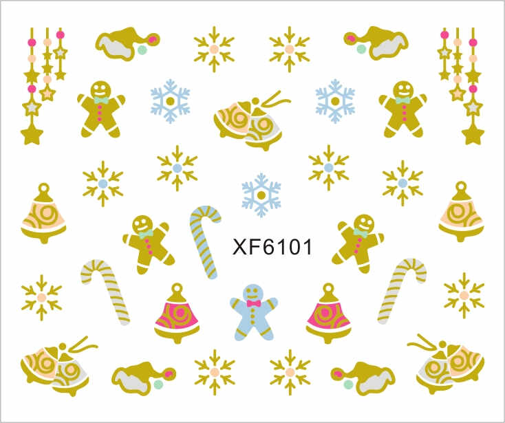 Sticker Nail Art Lila Rossa pentru Craciun, Revelion si Iarna XF6101
