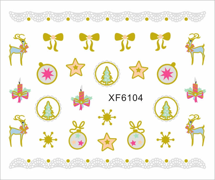 Sticker Nail Art Lila Rossa pentru Craciun, Revelion si Iarna XF6104