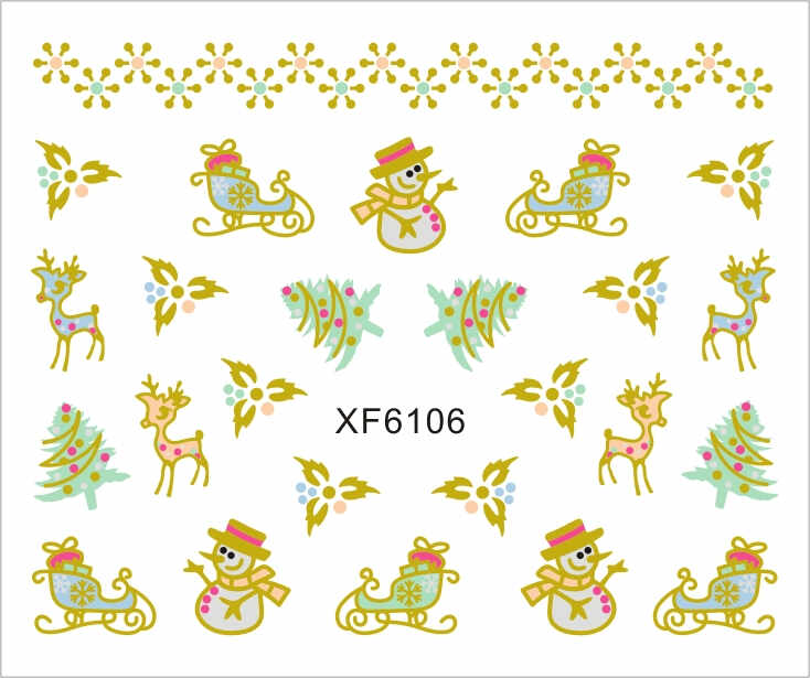 Sticker Nail Art Lila Rossa pentru Craciun, Revelion si Iarna XF6106