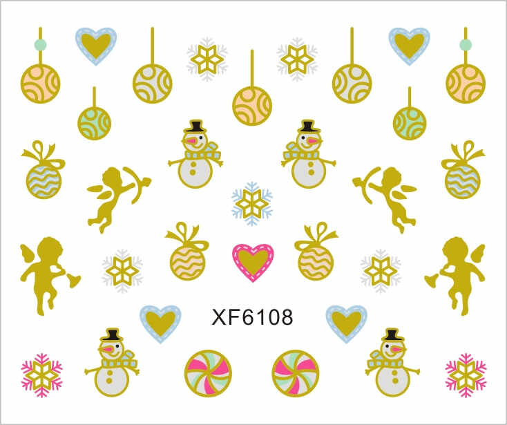 Sticker Nail Art Lila Rossa pentru Craciun, Revelion si Iarna XF6108