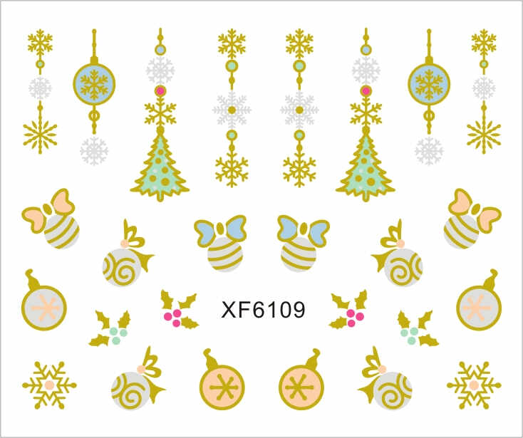 Sticker Nail Art Lila Rossa pentru Craciun, Revelion si Iarna XF6109