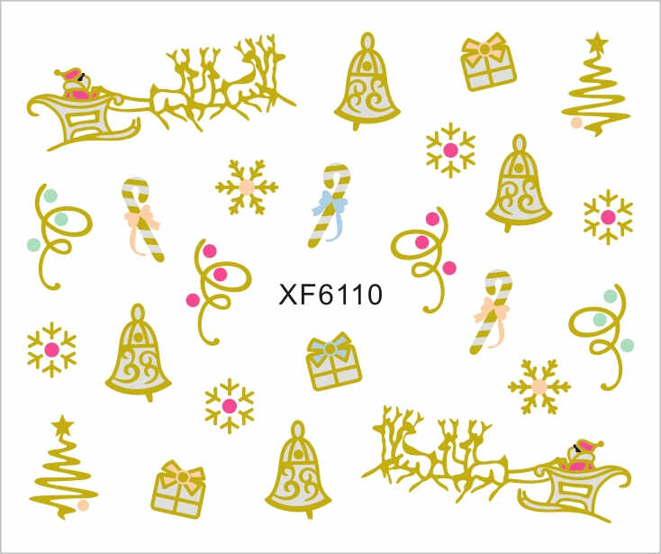 Sticker Nail Art Lila Rossa pentru Craciun, Revelion si Iarna XF6110