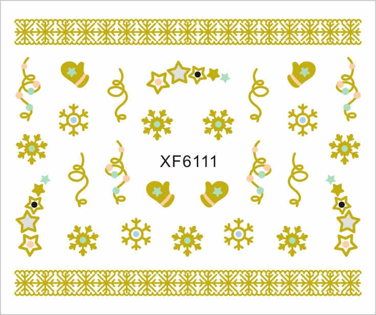 Sticker Nail Art Lila Rossa pentru Craciun, Revelion si Iarna XF6111