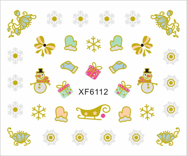 Sticker Nail Art Lila Rossa pentru Craciun, Revelion si Iarna XF6112