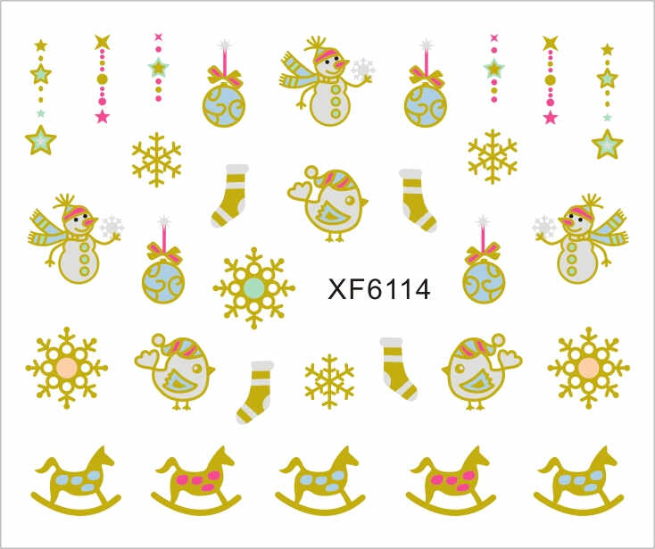 Sticker Nail Art Lila Rossa pentru Craciun, Revelion si Iarna XF6114