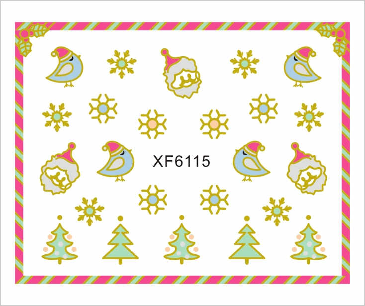 Sticker Nail Art Lila Rossa pentru Craciun, Revelion si Iarna XF6115