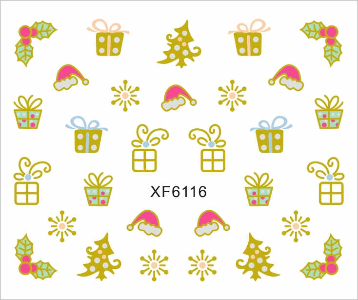 Sticker Nail Art Lila Rossa pentru Craciun, Revelion si Iarna XF6116