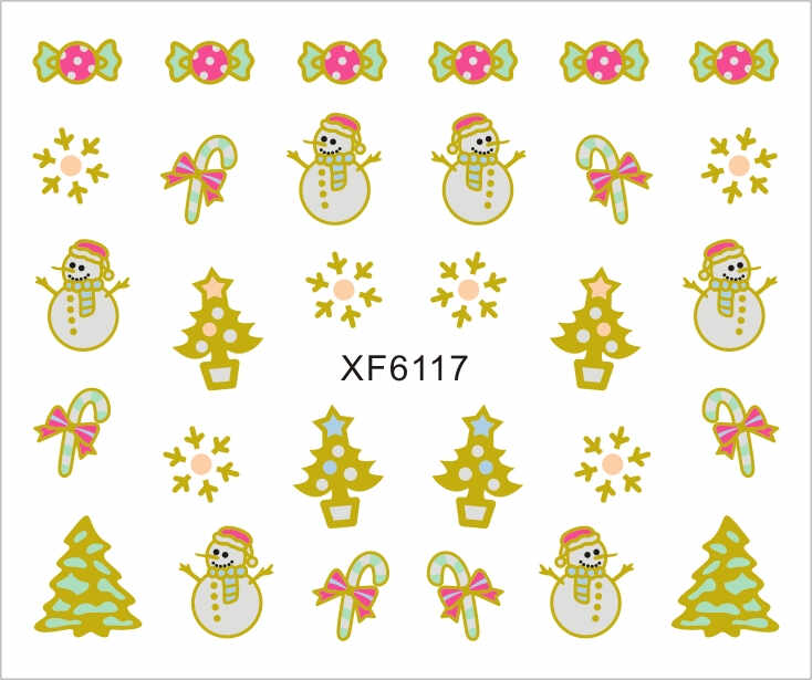 Sticker Nail Art Lila Rossa pentru Craciun, Revelion si Iarna XF6117
