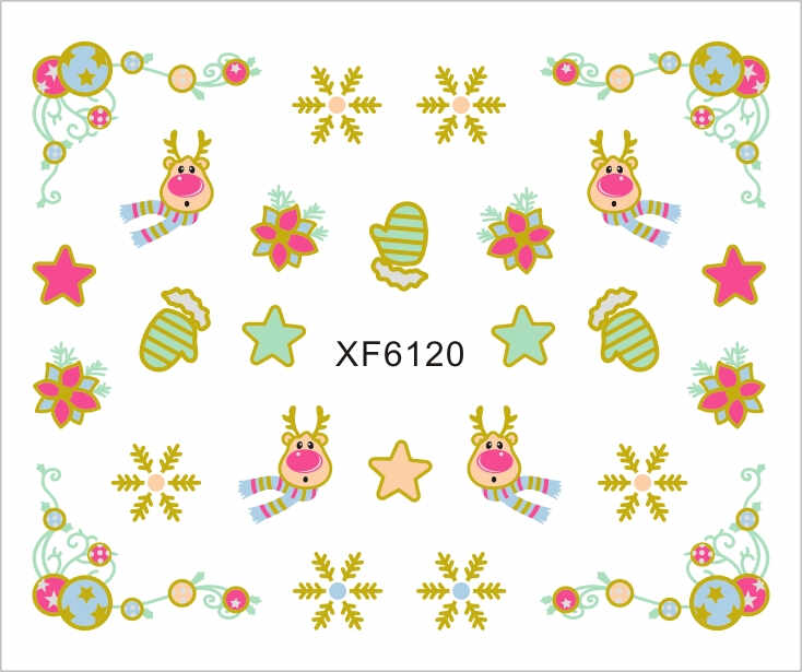 Sticker Nail Art Lila Rossa pentru Craciun, Revelion si Iarna XF6120