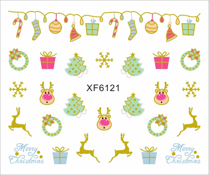 Sticker Nail Art Lila Rossa pentru Craciun, Revelion si Iarna XF6121
