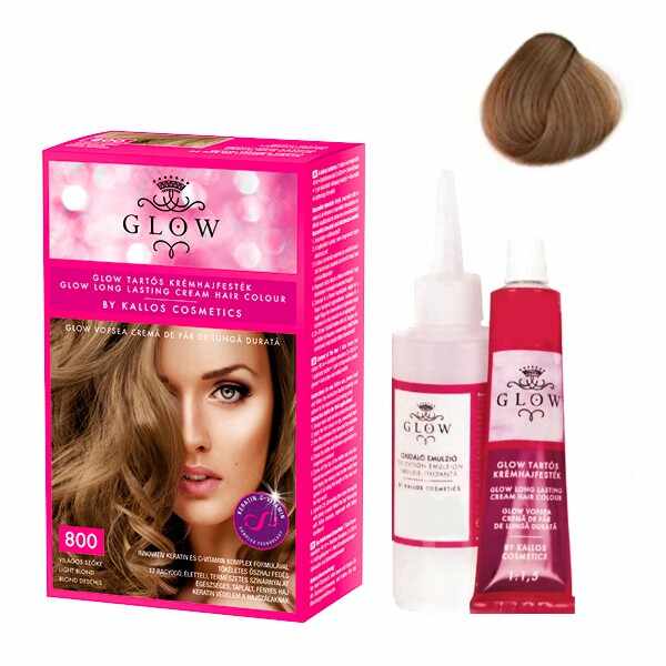 Vopsea Permanenta - Kallos Glow Long Lasting Cream Hair Colour Nuanta 800 Blond Deschis