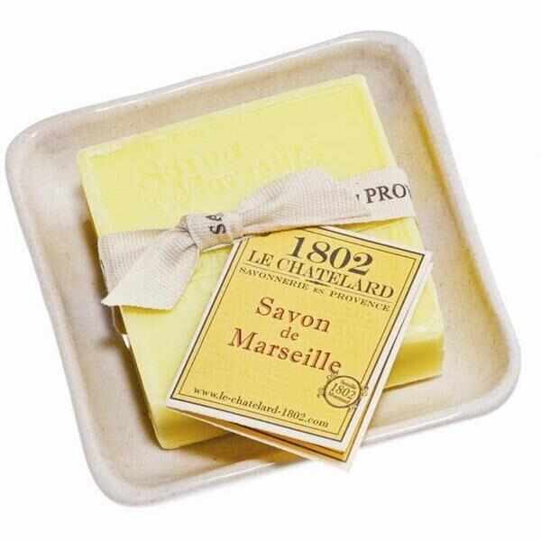 Set Cadou Savoniera Sapun Natural Marsilia Patrat 100g Verveine-Citron Verbina-Lamaie Le Chatelard 1802