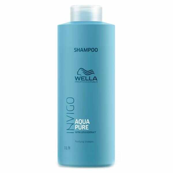 Sampon Purificator impotriva Excesului de Sebum - Wella Professionals Invigo Aqua Pure Purifying Shampoo, 1000ml