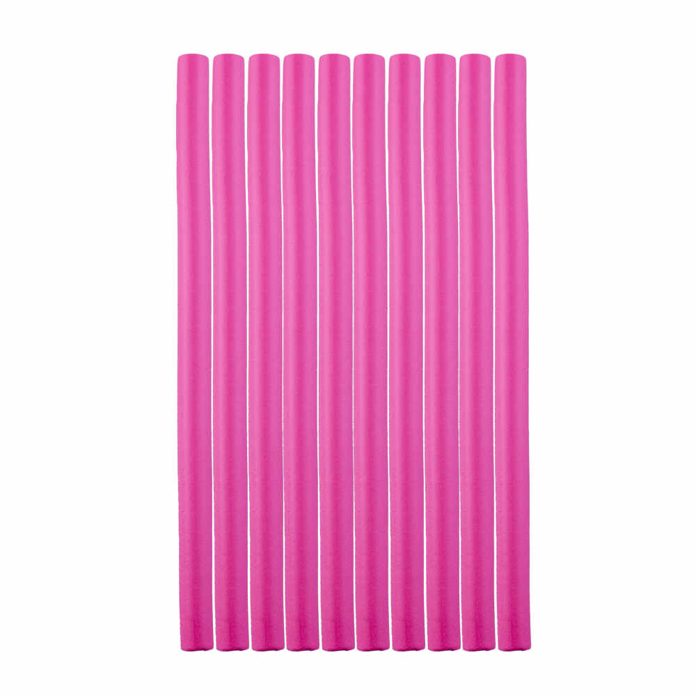 Bigudiuri flexibile, ondulare par, set 10 bucati, roz