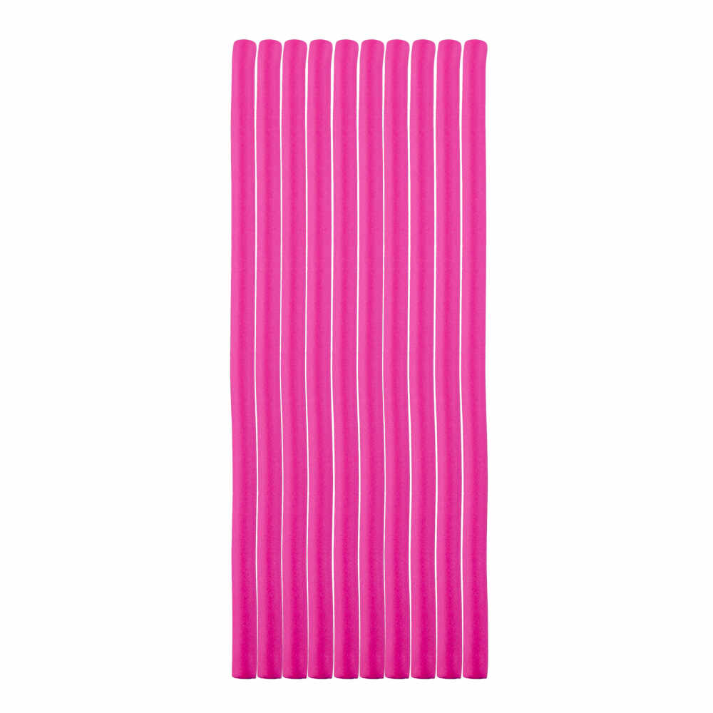 Bigudiuri flexibile, ondulare par, set de 10 bucati, roz