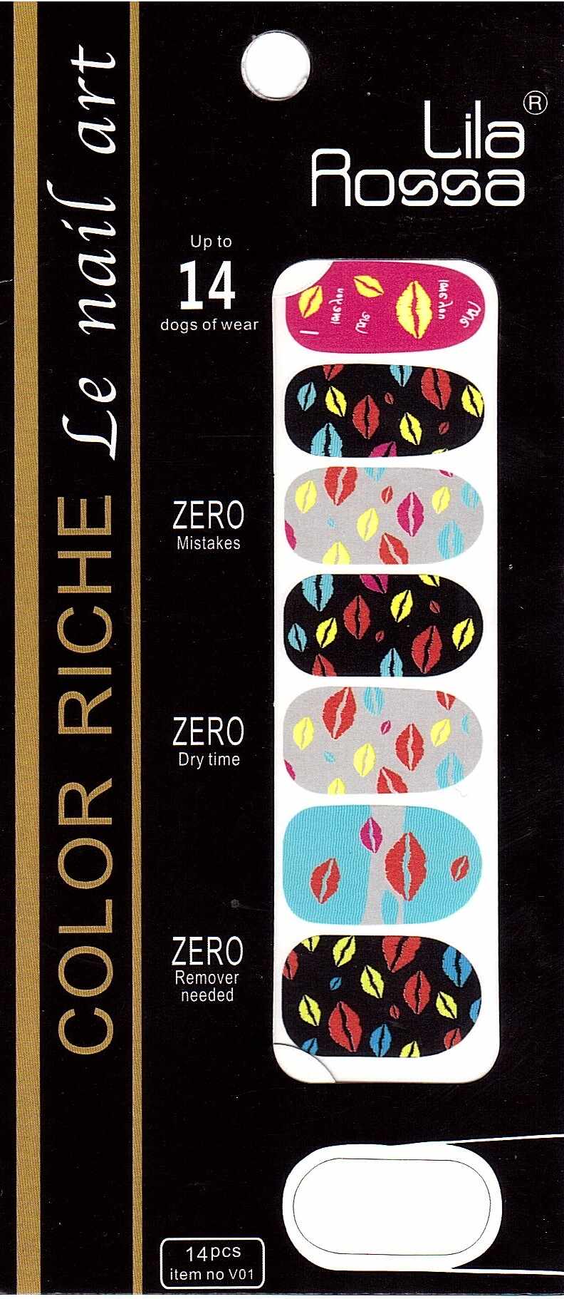 Sticker pentru unghii nail art, Lila Rossa, 14 in 1, nr 23