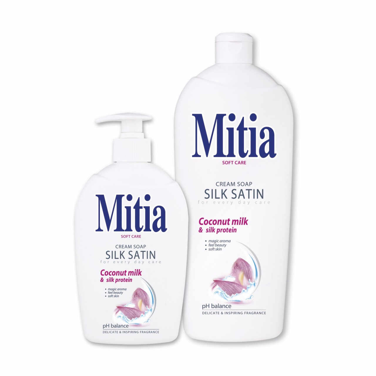MITIA SAPUN CREMA SILK SATIN WITH COCONUT MILK & SILK PROTEIN (Optiuni de comanda: 1000ml)