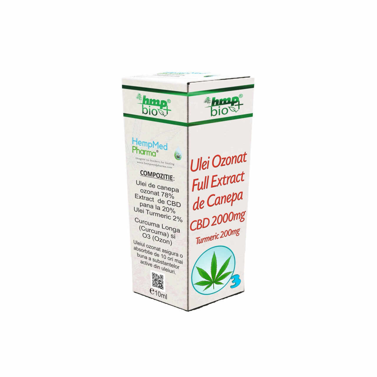 HEMPMED PHARMA ULEI OZONAT FULL EXTRACT DE CANEPA CBD 2000 mg SI TURMERIC 200 mg