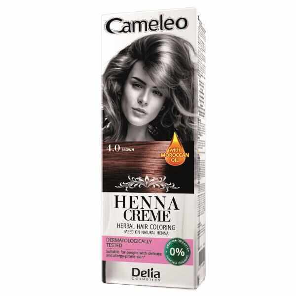 Crema Coloranta pentru Par pe Baza de Henna Cameleo Delia Cosmetics, nuanta 4.0 Brown, 75g