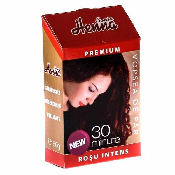 Vopsea de Par Premium Henna Sonia, Rosu Intens, 60 g